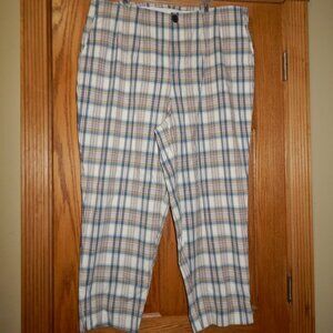 Plus Size Women's 18W Ava & Viv Blue Beige Comfort Waist High Rise Ankle Pants